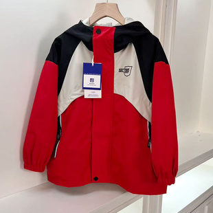 6024男女童长袖 170cm 外套春秋双层防风衣连帽休闲上衣中大童120