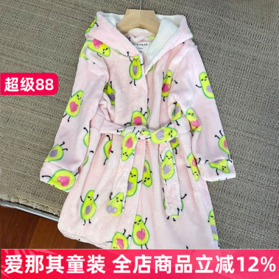 6330外贸女童长袖浴袍春秋冬季家居袍外套92-166cm 特价清仓！