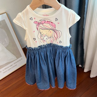 微疵特价 6024外贸女童短袖 裙子 薄款 连衣裙夏季