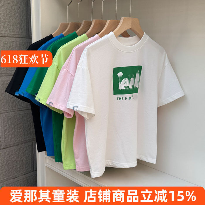 6024男女童短袖T恤衫夏季棉T宽松版上衣110-160cm