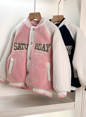 600男女童棉衣冬季羊羔绒厚款夹棉棉袄上衣外套110-160cm