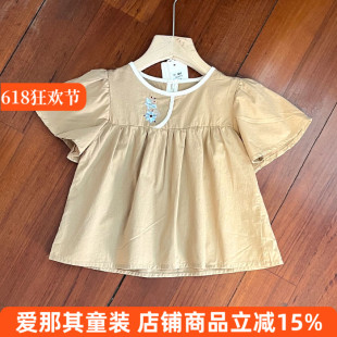 241女童短袖衬衫夏季薄款棉布绣花娃娃衫上衣110-150cm
