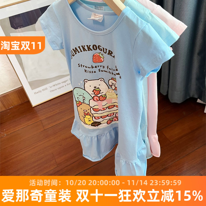 9211女童短袖连衣裙夏季薄款弹力棉休闲裙子110-160cm特价！