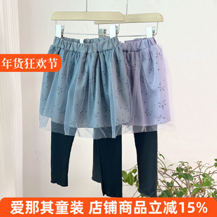 6102日单女童长裤半身裙裤假二件