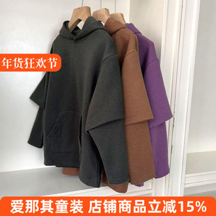 643男女童长袖卫衣春秋毛圈连帽上衣外套运动休闲衫大童130-170cm