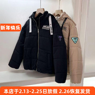 6310日单JN女童棉衣冬季防风衣连帽外套夹棉保暖上衣 130-150cm