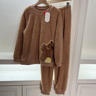 子套装 160cm 上衣裤 6114砖贵男女童家居服秋冬羊羔绒厚款