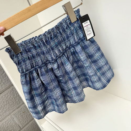 女童短裤半身裙夏季学院格子裙