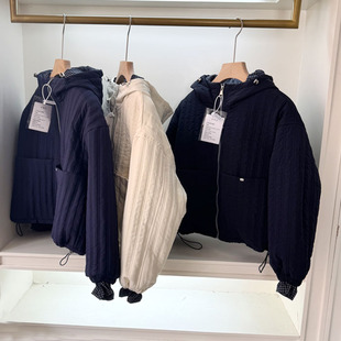 6123女童棉衣秋冬夹棉长袖连帽棉袄大童120-170cm