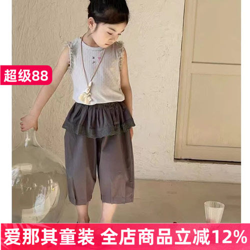 6110女童背心中裤二件套装夏季薄款100-140cm