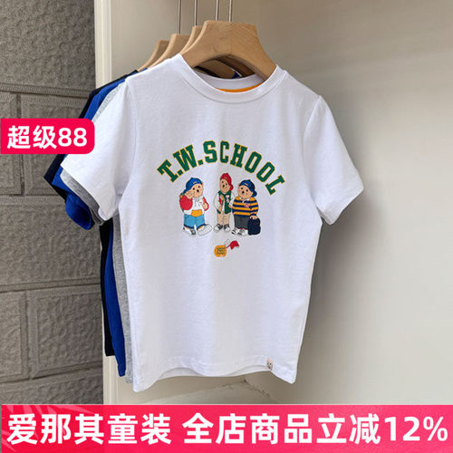 男女童短袖T恤衫夏季棉T印花上衣