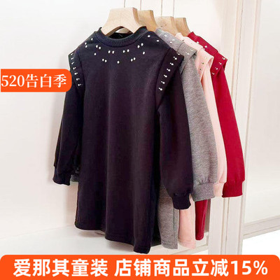 女童长袖卫衣秋冬加绒裙款上衣
