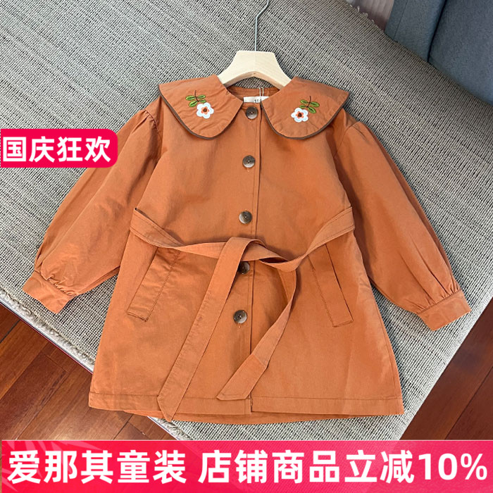 女童长袖风衣春秋棉布双层外套