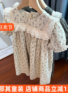 6021女童短袖连衣裙夏季薄款棉麻裙子110-150cm