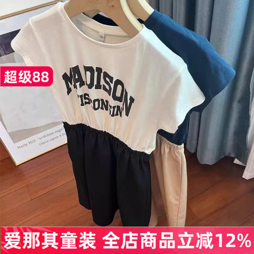 6042日单女童短袖连衣裙夏季薄款棉布裙子120-150cm