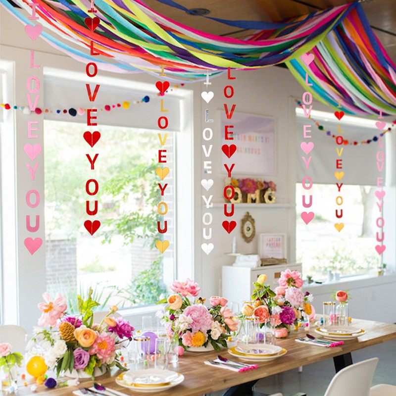 我爱你表白求婚挂饰拉旗场地布置