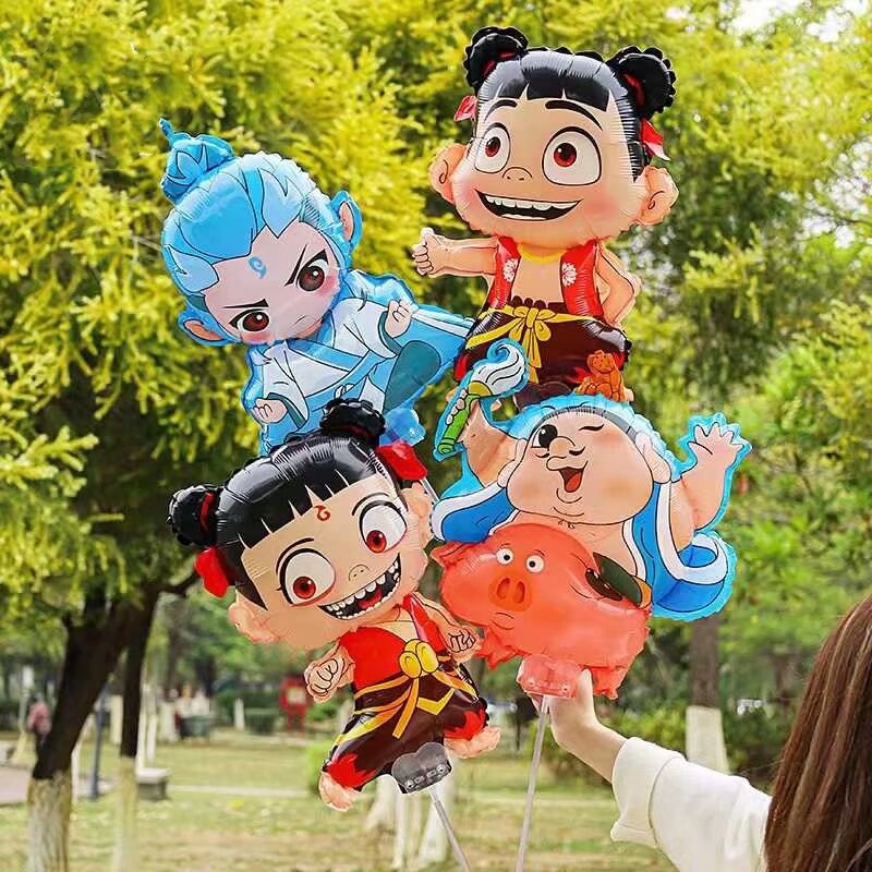 哪吒气球卡通造型铝膜立体异形哪吒之魔童敖丙生日派对装饰气球