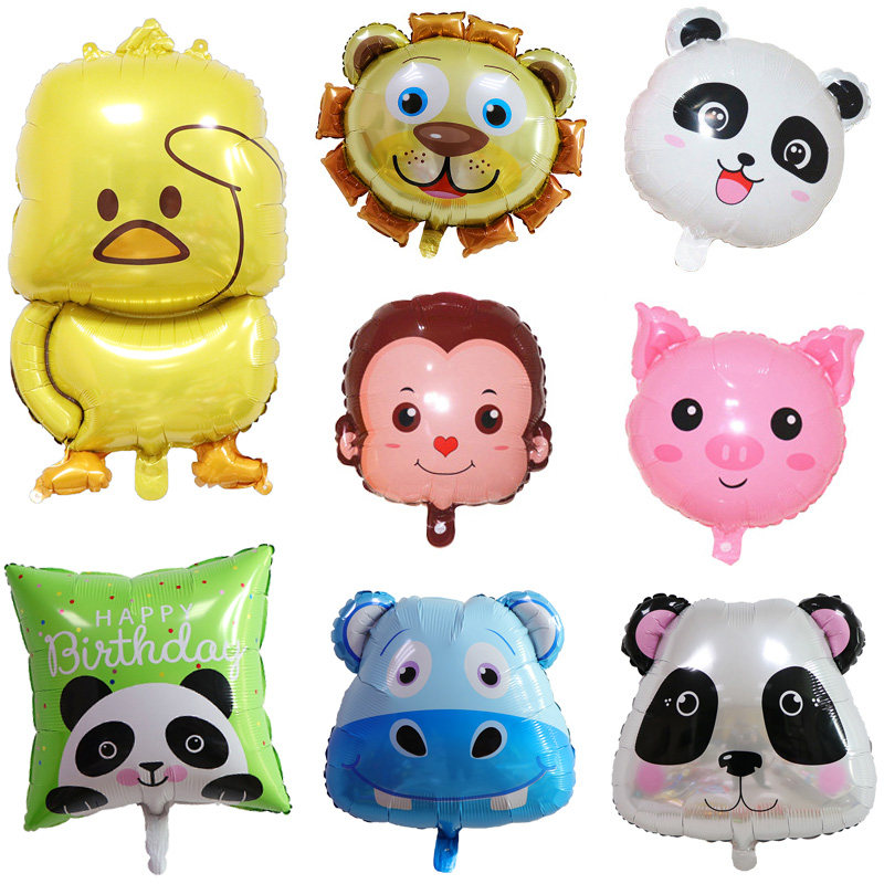 新款婚庆生日派对布置气球造型动物头网红鸭熊猫卡通铝膜气球