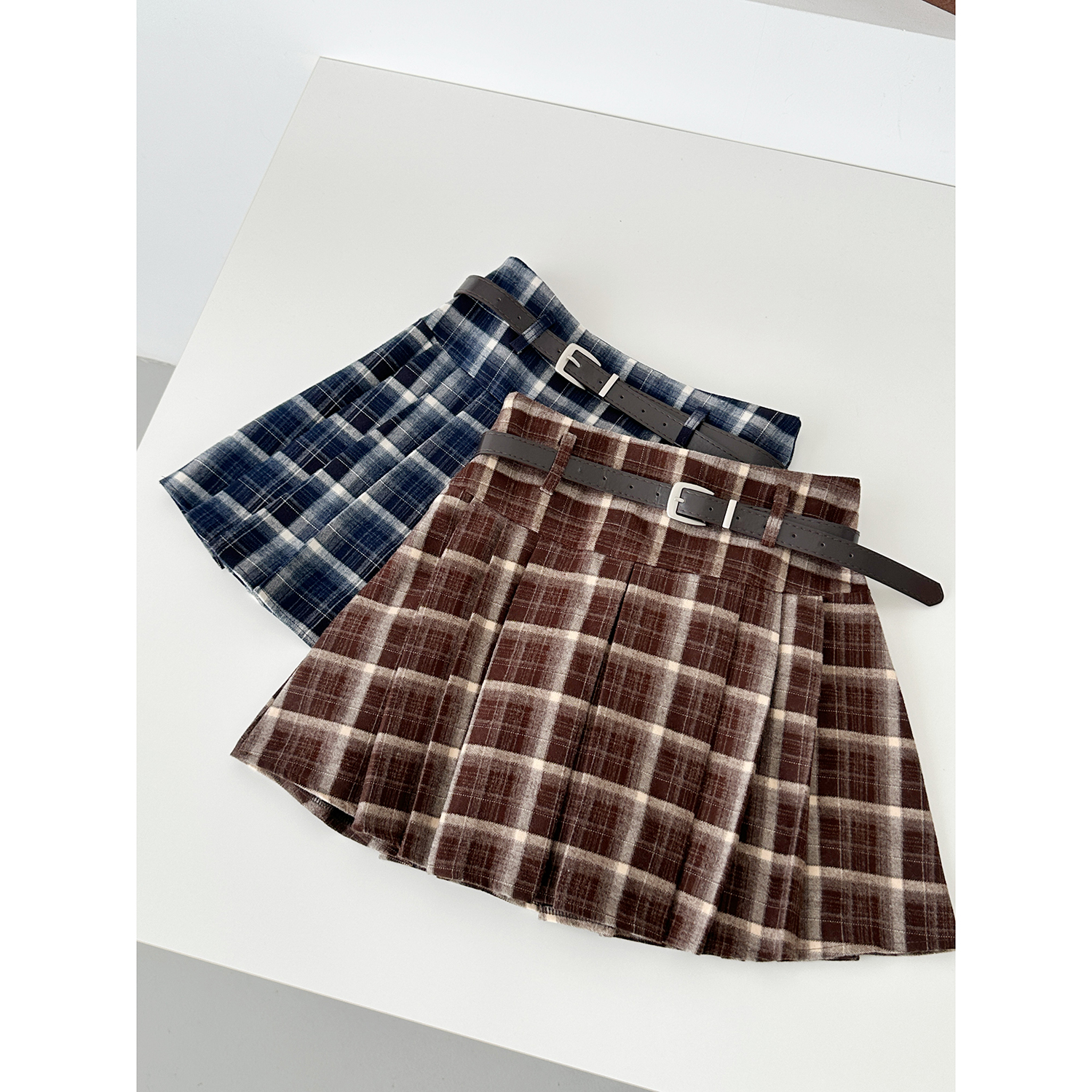 秋冬新款休闲减龄jk学院格子百褶半身裙高腰遮跨显瘦a字裙DQ062