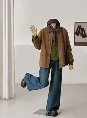 【街角英伦】巴恩风工装外套女翻领短款夹克复古休闲棉服WT054