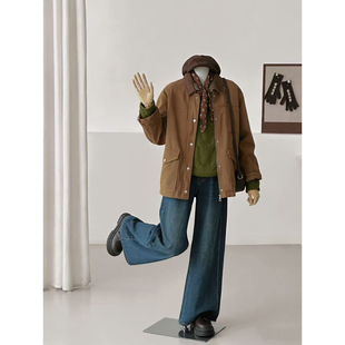 巴恩风工装 外套女翻领短款 夹克复古休闲棉服WT054 街角英伦