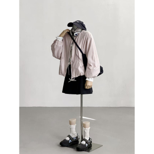 极简连帽宽松外套女初粉色设计感温柔风夹克上衣WT060 春日花海