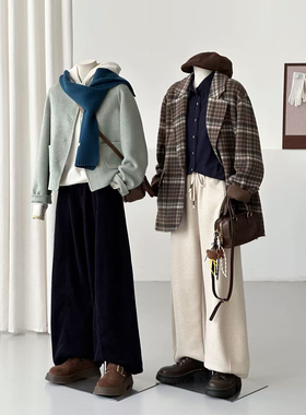 满减学院风毛呢外套女莫兰迪绿温柔恬静圆领百搭减龄气质大衣HL89