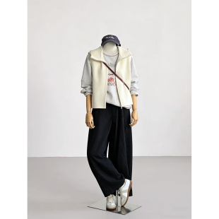【雾软轮昀】复古工装风连帽拉链马甲女外搭叠穿马夹外套XL009