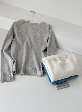 秋冬净版女百搭羊毛针织打底衫套头叠穿灰色奶白蓝色经典款ZZ014