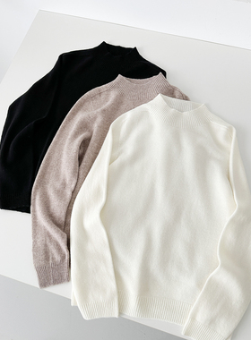 秋冬休闲减龄小个子韩系通勤宽松半高领羊毛衫毛衣打底叠穿LXT01