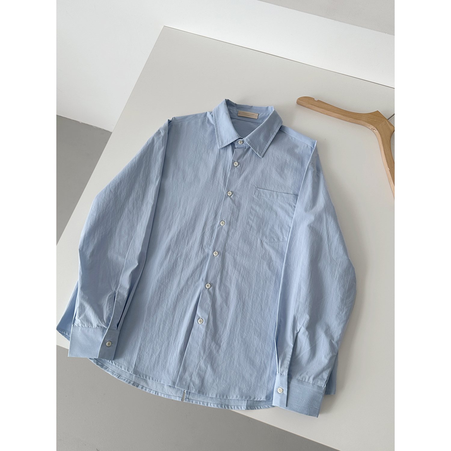 秋冬新显瘦休闲减龄学院打底叠穿蓝色翻领百搭长袖衬衫外套CS088