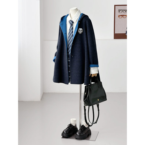【哈利波特】魔法学院斗篷秋冬减龄拼色绵羊毛大衣外套ZX09-1