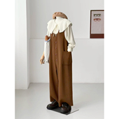 清仓特惠 休闲百搭显瘦减龄hl123 阔腿裤 羊毛呢背带裤 女中长连体裤