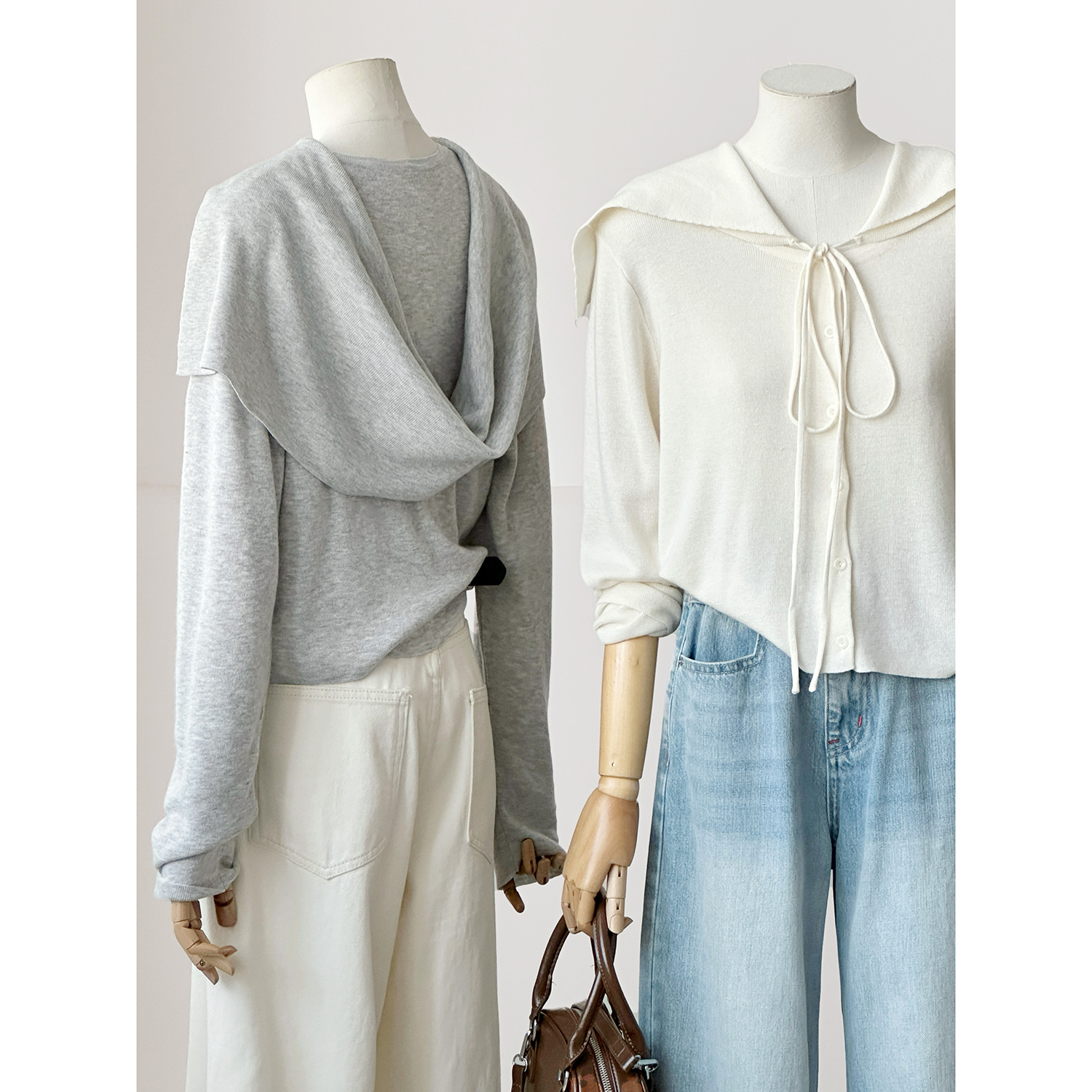 秋冬显瘦休闲减龄小个子韩系通勤圆领两件套羊毛毛衣针织衫ZZ050