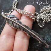原创设计手工羽毛精品好运吊坠6.6cm 曼谷进口正品 泰银 925纯银
