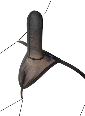 大象内裤男士T裤U凸性感高叉内裤男带套囊袋大象枪蛋分离网纱丁