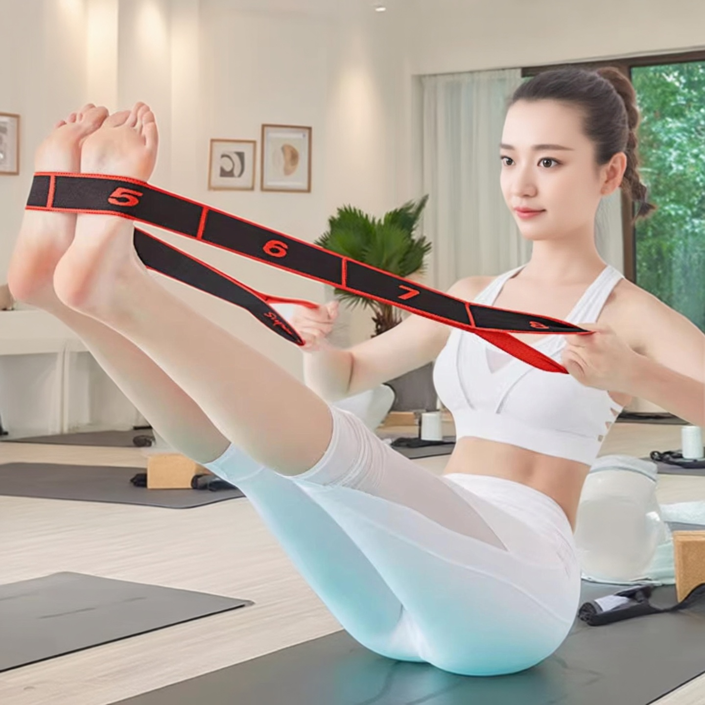 抗阻力数字弹力带瑜伽伸展拉力带