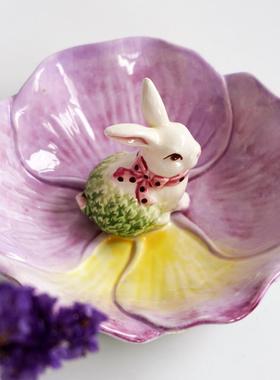 陶瓷可爱兔子糖果碗瑞兔迎春