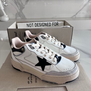 FEY GGDB小脏鞋星星做旧板鞋女厚底内增高复古休闲鞋面包鞋