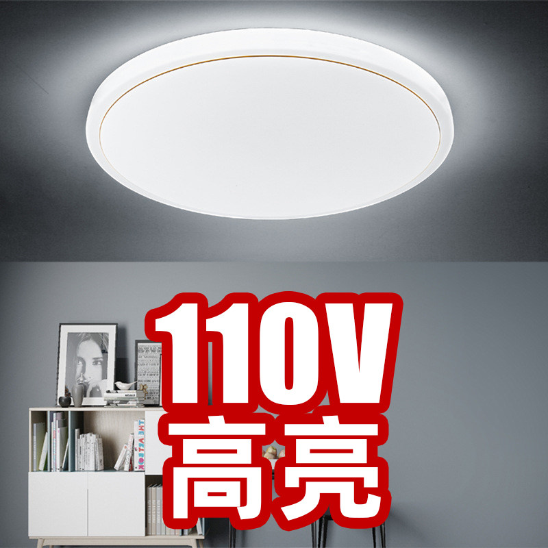 北欧主卧室灯110V吸顶灯led简约现代房间客厅书房灯智能遥控三色图片