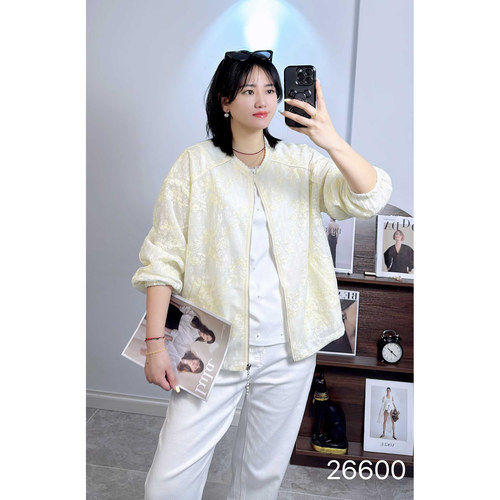 特！香港芸卉26600加大码薄外套女 210斤胖妹m长袖开衫圆领防晒衫