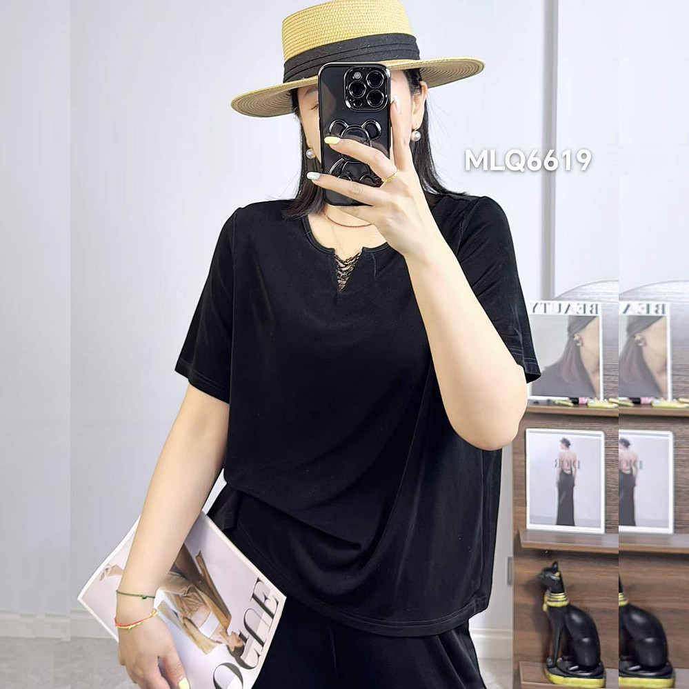 米莱奇6619夏加大码短袖T恤女 200斤胖妹m摩根丝高弹垂感抗皱上衣