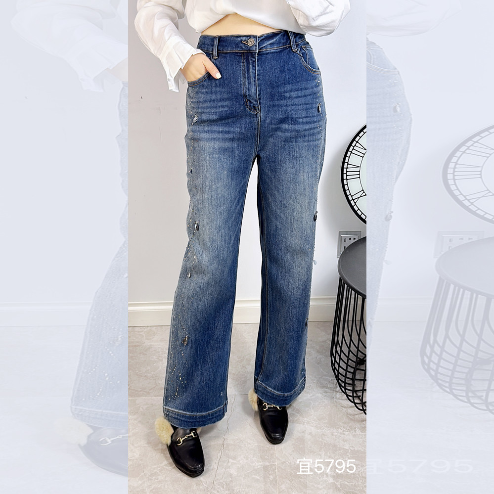 宜语析5795冬加大码拉绒牛仔裤女 190斤胖妹mm高腰弹力窄版阔腿裤,女装/女士精品,大码裤装,淘宝优惠券,粉丝福利购,淘宝优惠卷