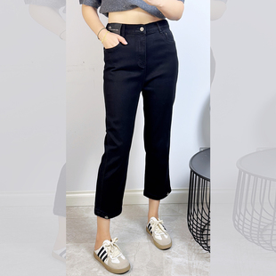 宜语析5570-1冬大码牛仔裤女 190斤胖妹mm显瘦九分直筒磨毛烟管裤