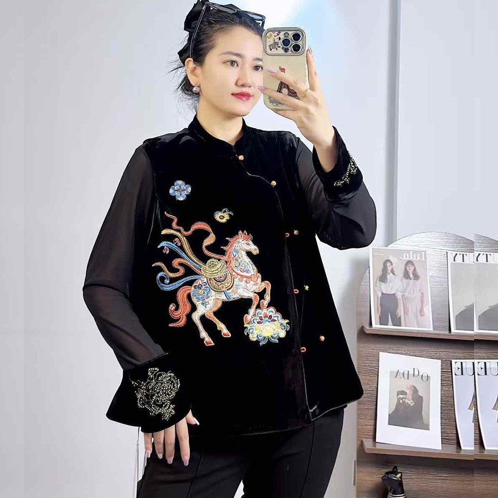 米莱奇6115春季加大码国风马夹女 210斤胖妹mm新中式丝绒开衫马甲,女装/女士精品,常规大码外套,淘宝优惠券,粉丝福利购,淘宝优惠卷