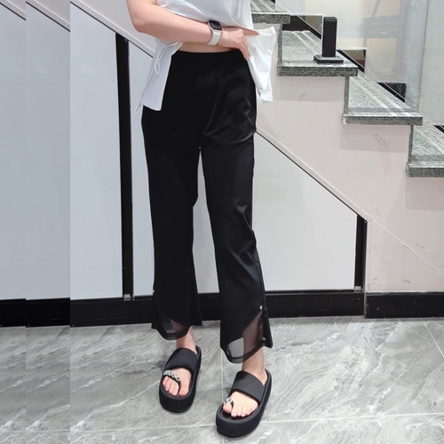 宜语析6213夏加大码微喇裤女胖mm