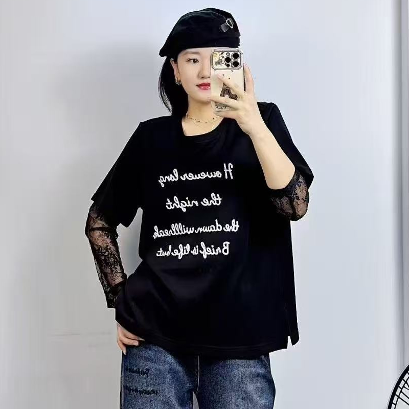 米莱奇5813秋加大码卫衣女假两件