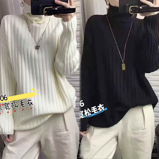 打底衫 210斤胖妹mm堆领高领纯色长袖 毛衣女 妃儿红5106秋冬加大码