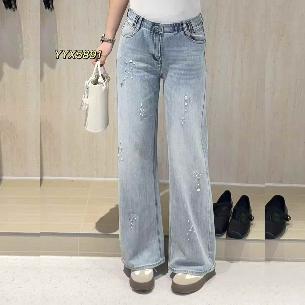 宜语析5891春加大码牛仔裤女 210斤胖妹mm松紧中高腰显瘦直筒长裤,女装/女士精品,大码裤装,淘宝优惠券,粉丝福利购,淘宝优惠卷