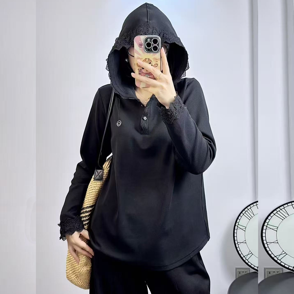 米莱奇5833秋大码连帽长袖卫衣女